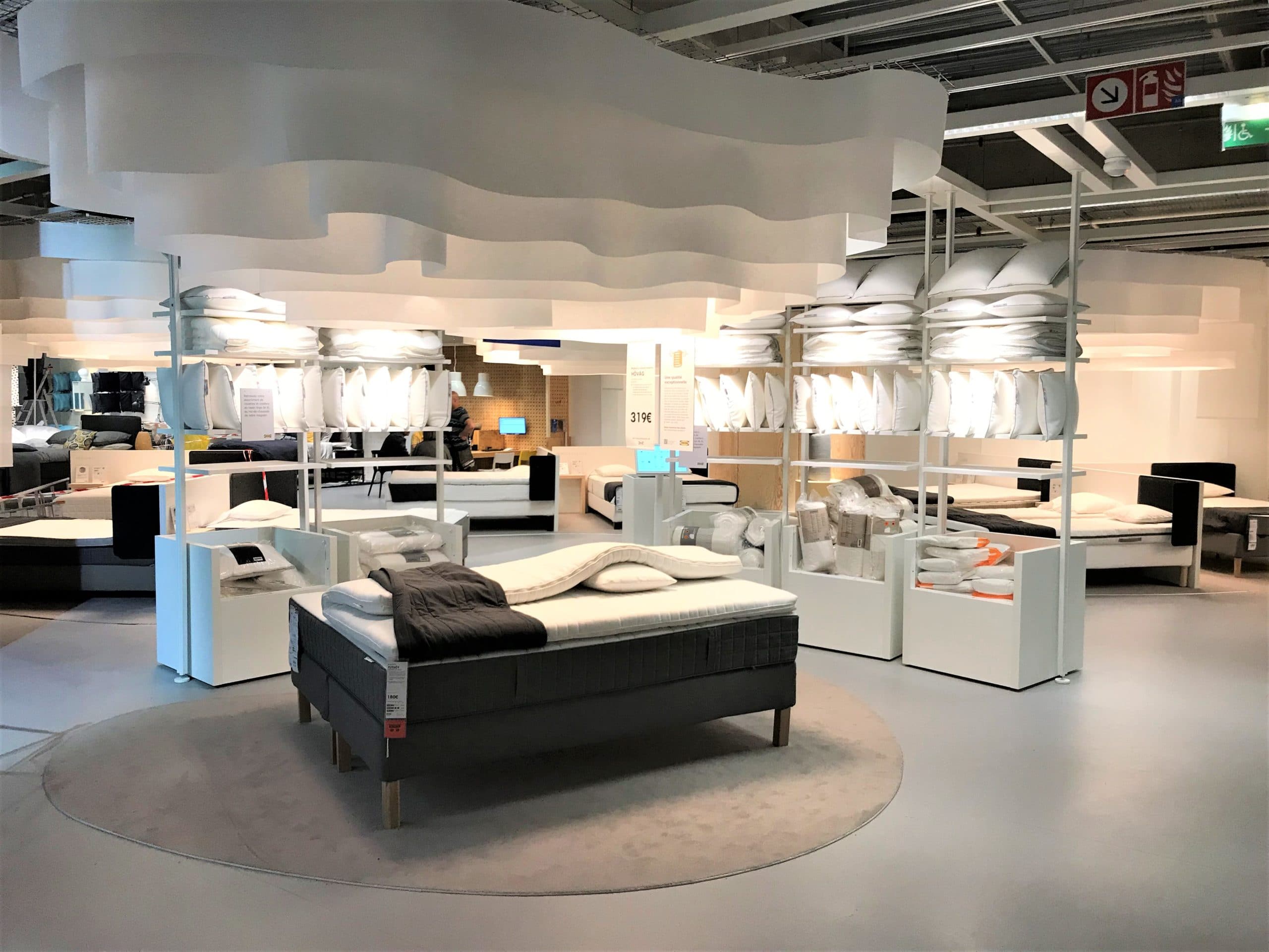 Nouveau concept de présentation de matelas pour le rayon chambre d'une grande enseigne